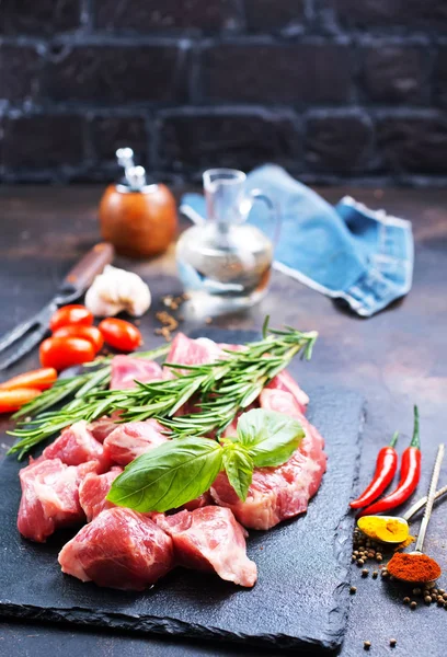 Raw Meat Ingredients Cooking Stone Slab — Stock Photo, Image