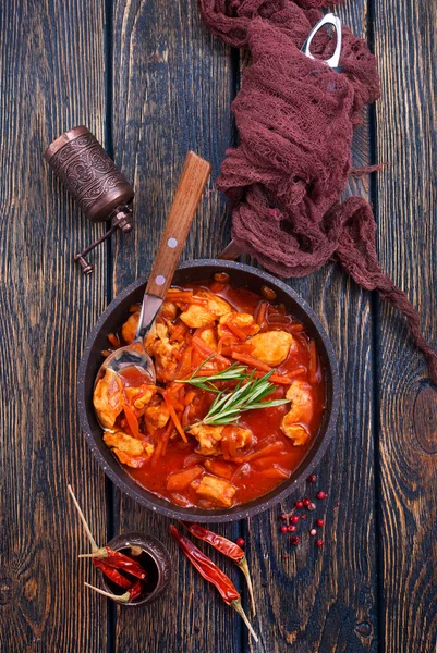 Col Frita Con Otras Verduras Pasta Tomate — Foto de Stock