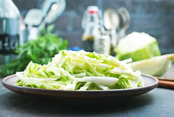 Raw Chopped Cabbage Plate Close Shot — Stock Photo, Image