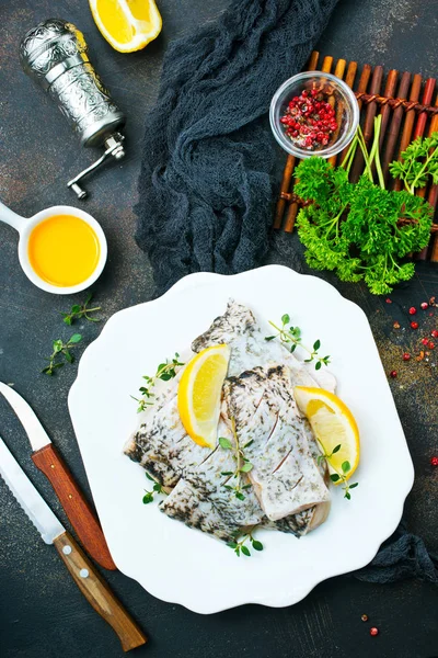 Top View Steamed Fish Fillet Spice Lemon — Stock Photo, Image