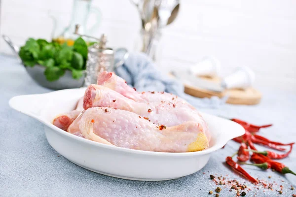 Close Shot Raw Chicken Legs Spices Bowl — Stock Photo, Image