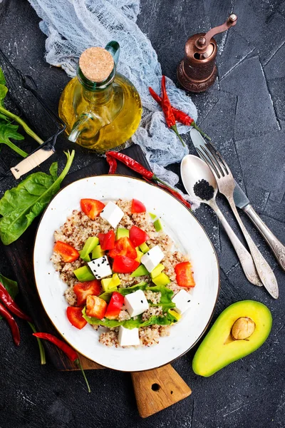 Vegetable Salad Feta Cheese White Plate — Stock Photo, Image