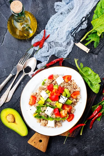 Vegetable Salad Feta Cheese White Plate — Stock Photo, Image