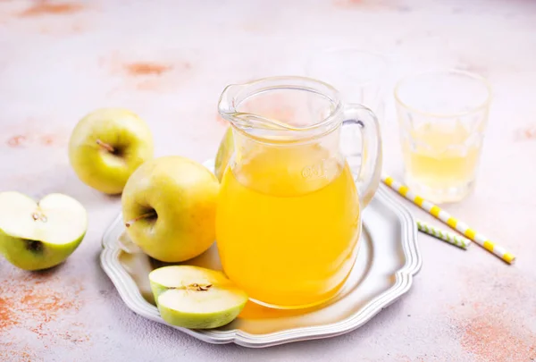 Apple Juice Glass Table — Stock Photo, Image