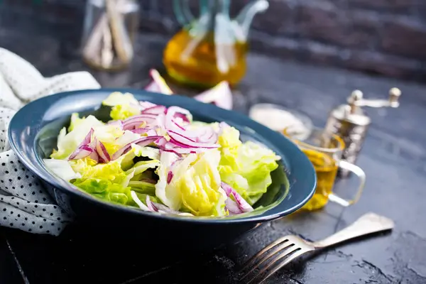 Salat Auf Dem Teller Diätkost Archivbild — Stockfoto