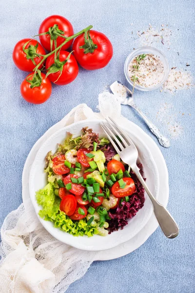 Frisse Salade Plaat Plantaardige Salade Kom — Stockfoto