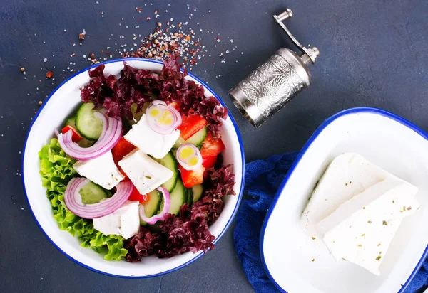 Görög Saláta Saláta Feta Zöldségekkel — Stock Fotó
