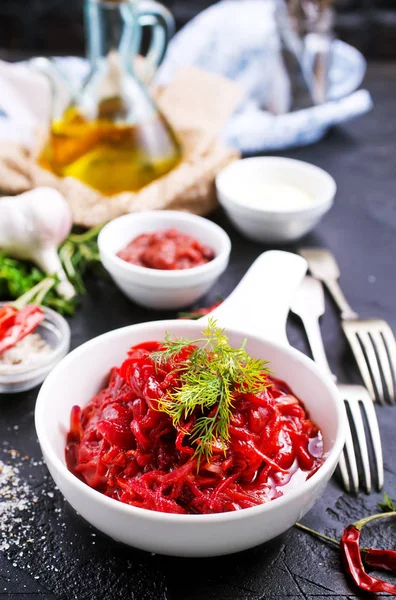 Ensalada Remolacha Frita Con Ajo Tazón —  Fotos de Stock