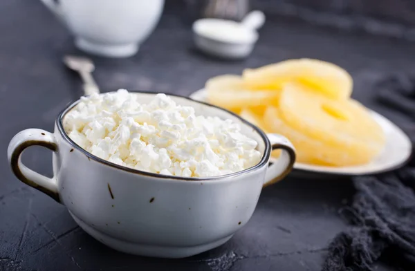 Close Cottage Cheese Pineapple — Stock Photo, Image