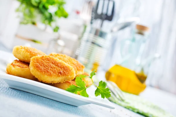 Nuggets Pollo Frito Con Salsa Plato —  Fotos de Stock