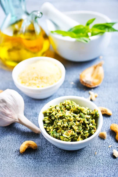 Pesto Misce Pesto Omáčka Čerstvých Surovin — Stock fotografie