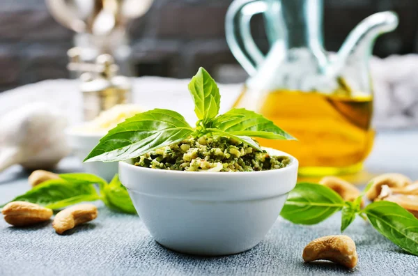 Pesto Skål Pestosås Från Färska Råvaror — Stockfoto