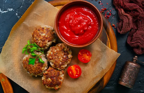 Meatballs Tomato Sauce Fried Meat Balls — Stock Photo, Image