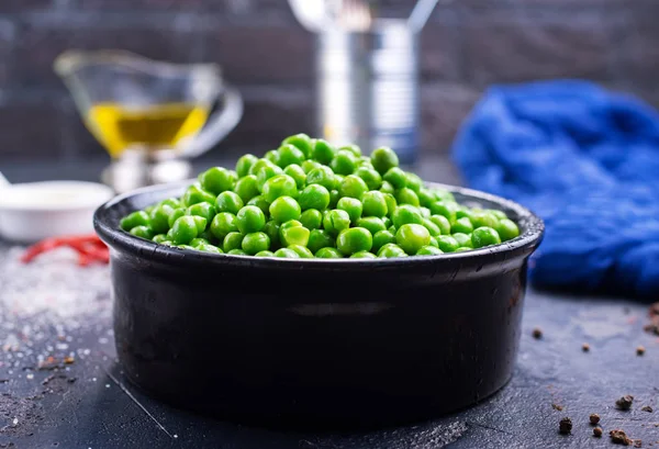 Green Peas Bowl Table — Stock Photo, Image