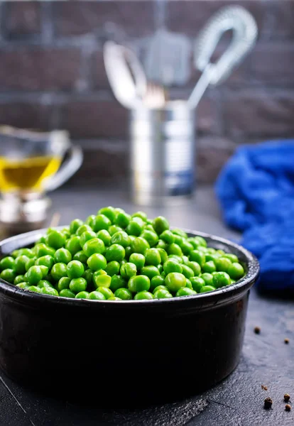 Green Peas Bowl Table — Stock Photo, Image