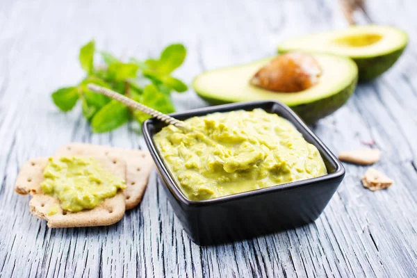 Dipem Guacamole Omáčka Avokádem Avokádo Šíření — Stock fotografie