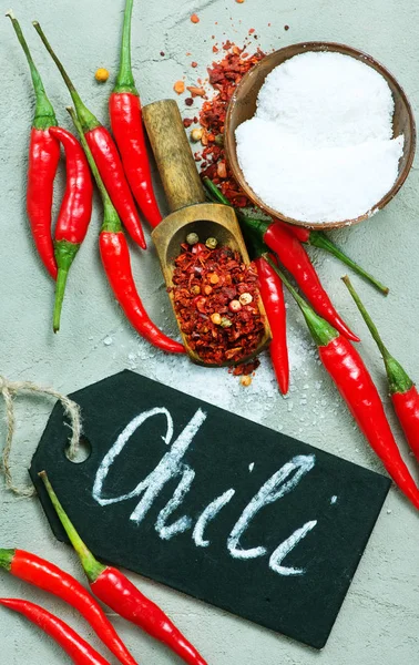 Chilli Peppers Table Red Hot Peppers — Stock Photo, Image