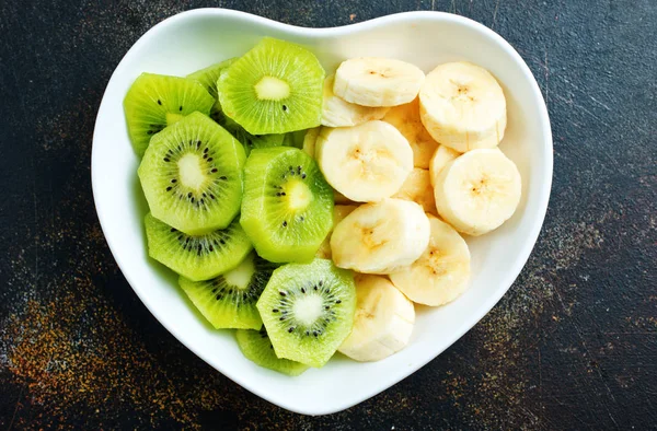 Fresh Slice Banana Kiwi Fresh Fruits — Stock Photo, Image