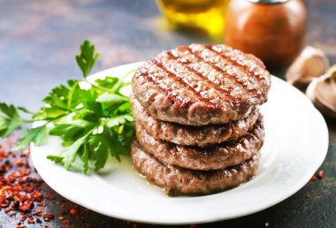 baharat, stok fotoğraf ile burger için kızarmış pirzola