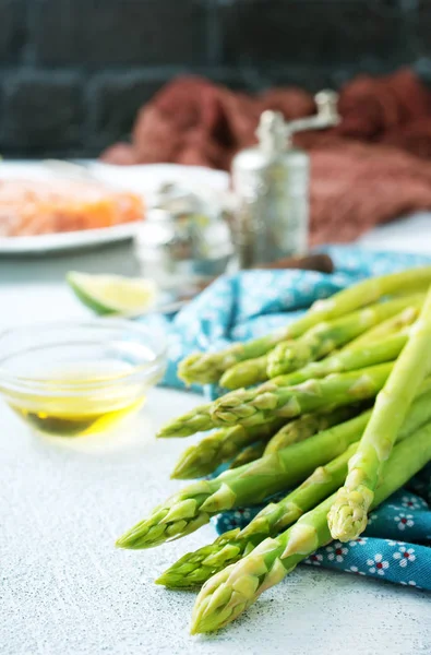 Green Asparagus Kitchen Table Fresh Asparagus — Stock Photo, Image