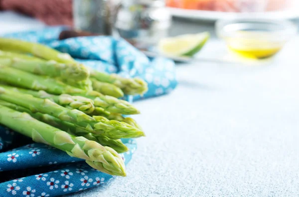 Green Asparagus Kitchen Table Fresh Asparagus — Stock Photo, Image