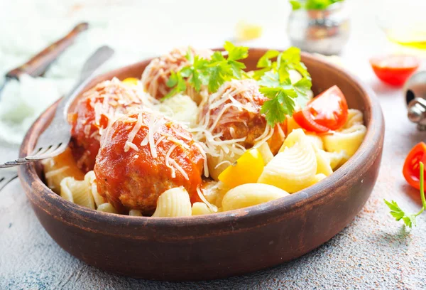 Pasta Meat Balls Tomato Sauce — Stock Photo, Image