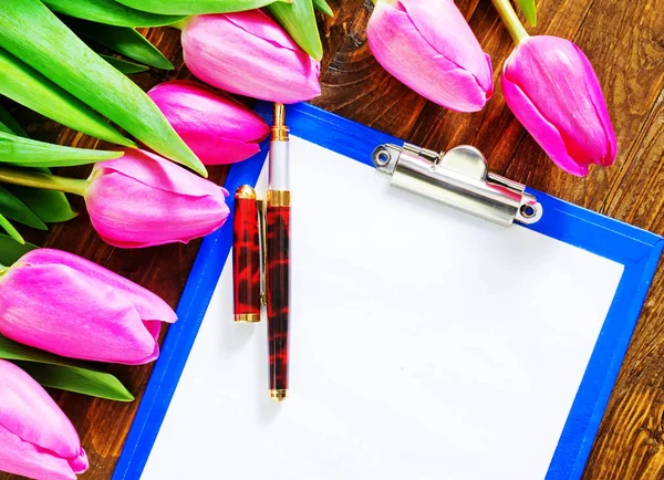 Tulips Note Close Image — Stock Photo, Image