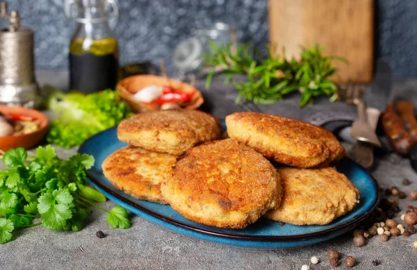 fried chicken cutlets, cutlets from chicken on plate