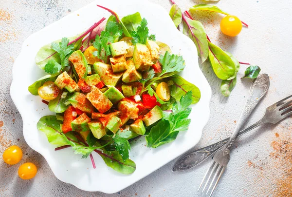 Salad Avocado Vegetables Aroma Spice — Stock Photo, Image