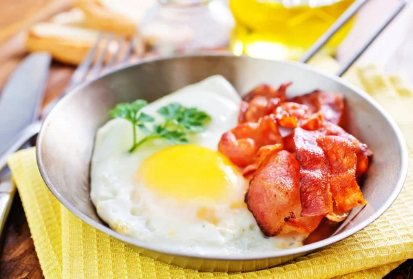 Slanina Smažené Vejce Koncept Snídaně — Stock fotografie