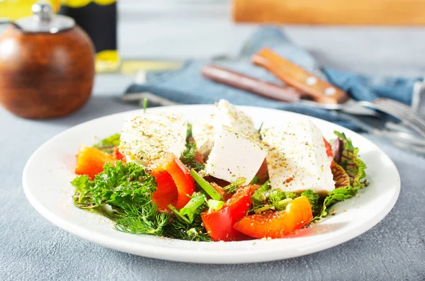Salade Met Feta Kaas Verse Griekse Salade — Stockfoto