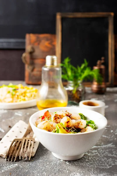 Ingrédients Asiatiques Pour Salade Salade Aux Crevettes Germes — Photo