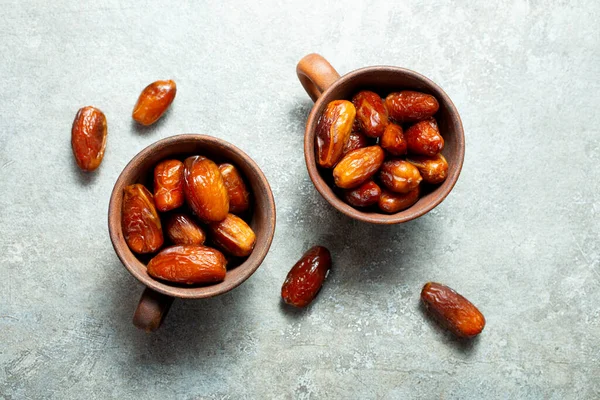 Fruta Data Medjoul Seca Tigelas Deliciosa Fruta Seca — Fotografia de Stock