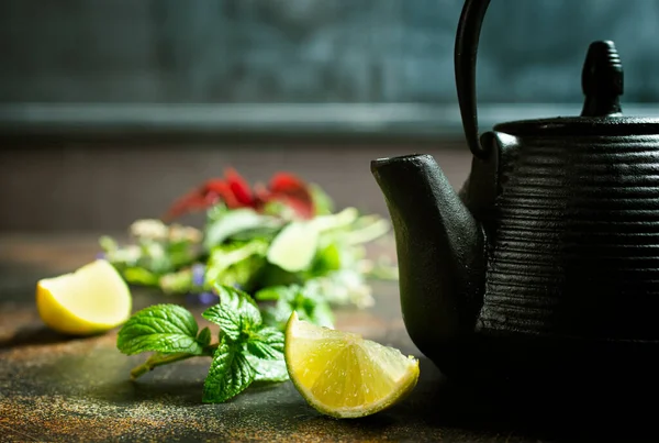 Teapot Aroma Herb Tea Table — Stock Photo, Image