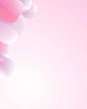 Yaprakları gül çiçek. Pembe mor Sakura yaprakları çerçeve pembe degrade arka plan izole. Dikey. Vektör Eps 10 cmyk