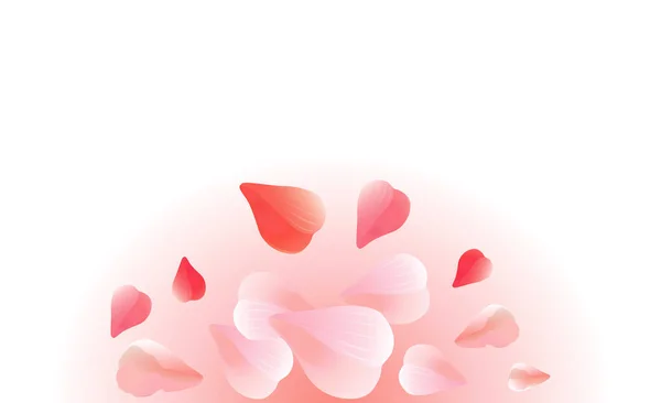 Petals Roses Flowers. Pink Red Sakura petals isolated on Pink gradient background. Semicircle.Vector EPS 10 cmyk