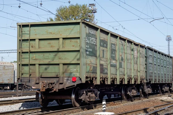 Kharkiv Ukraine August 2018 Güterwaggons Die Auf Dem Bahnhof Osnova — Stockfoto