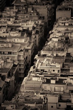 Atina şehir manzarası yukarıdan izlenen cadde ve Yunanistan.