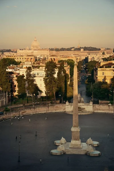 Piazza Del Popolo Při Západu Slunce Římě Itálie — Stock fotografie