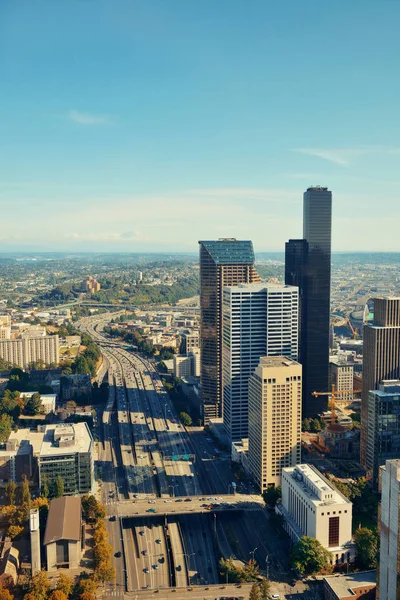 Vista Para Telhado Seattle Com Arquitetura Urbana Cidade — Fotografia de Stock