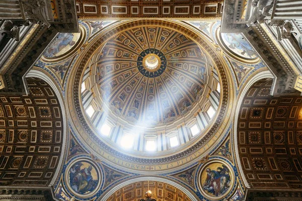 Peters Basilica Interior Light Beam Vatican City — Stock Photo, Image