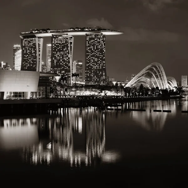 Singapore Skyline Nachts Met Stedelijke Gebouwen — Stockfoto