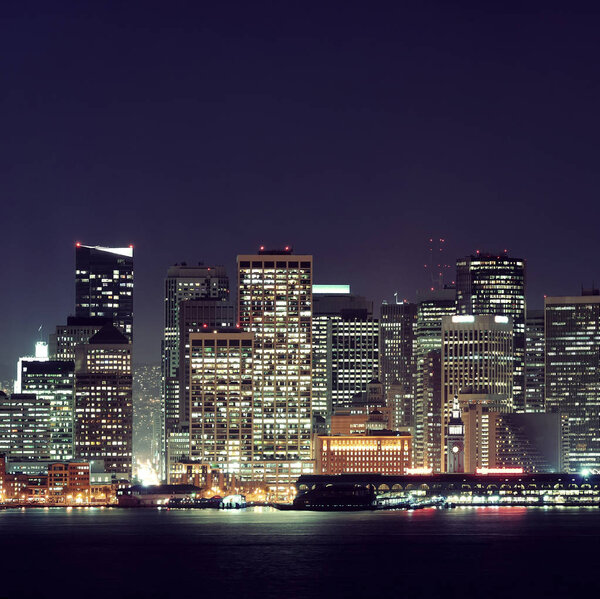 San Francisco city skyline with urban architecture at night.