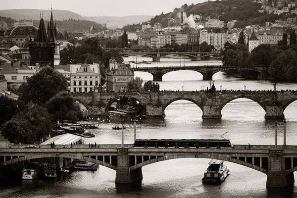 Praga Skyline Ponte Sobre Rio República Checa — Fotografia de Stock
