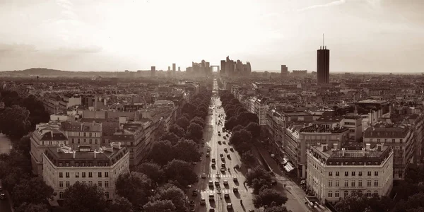 Paris Vista Para Telhado Cidade Skyline Com Defense Distrito Negócios — Fotografia de Stock