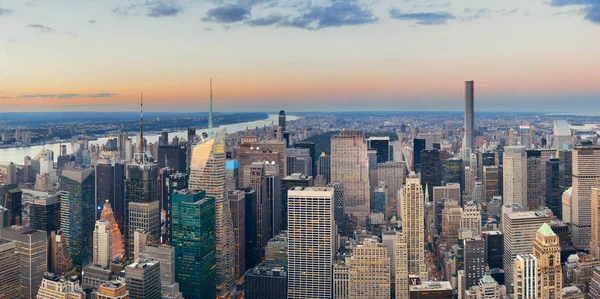 Skyline Del Centro New York Con Grattacieli Panorama Urbano Tramonto — Foto Stock