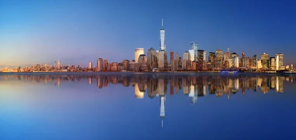 Skyline New York Fonde Con Riflessione Diurna Notturna — Foto Stock