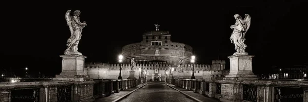 Castel Sant Angelo Włoszech Rzym Nocy Panorama Posągiem Anioła — Zdjęcie stockowe