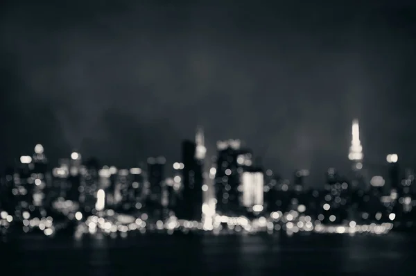 Arranha Céus Centro Manhattan Horizonte Nova York Bokeh Noite — Fotografia de Stock