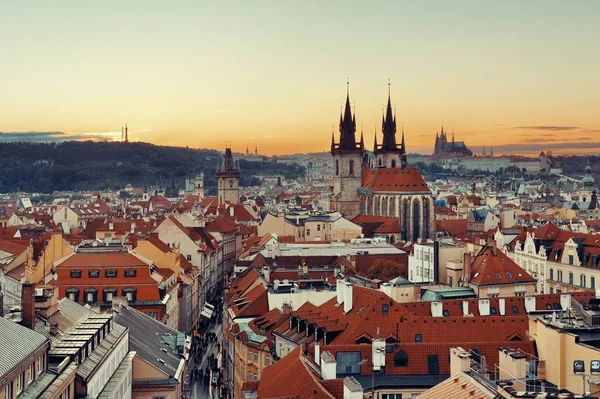 Vårfrukyrkan Innan Tyn Och Prag Skyline Utsikt Tjeckien — Stockfoto